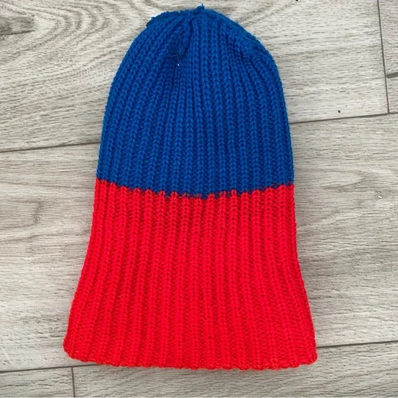 Vintage Blue and Red Knit Beanie “Modulate with ME” 70’s - Picture 8 of 12